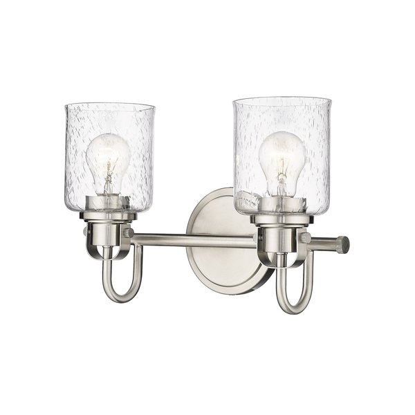 Z-Lite Kinsley 2 Light Vanity, Brushed Nickel And Clear Seeded 340-2V-BN